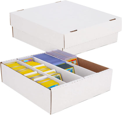 Monster Trading Card Storage Box, Holds 3,200 Cards, White, 2 Pack | Four-row box holds 3,200 standard or 4,560