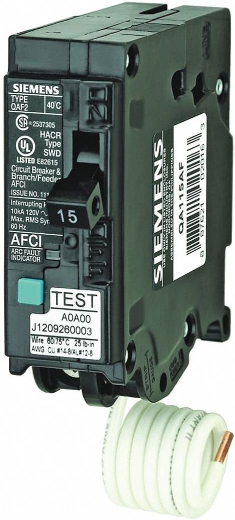 Siemens US2:QA115AF 15-Amp, Single Pole, 120-volt, Plug On Type, Branch Feeder Style AFCI Breaker