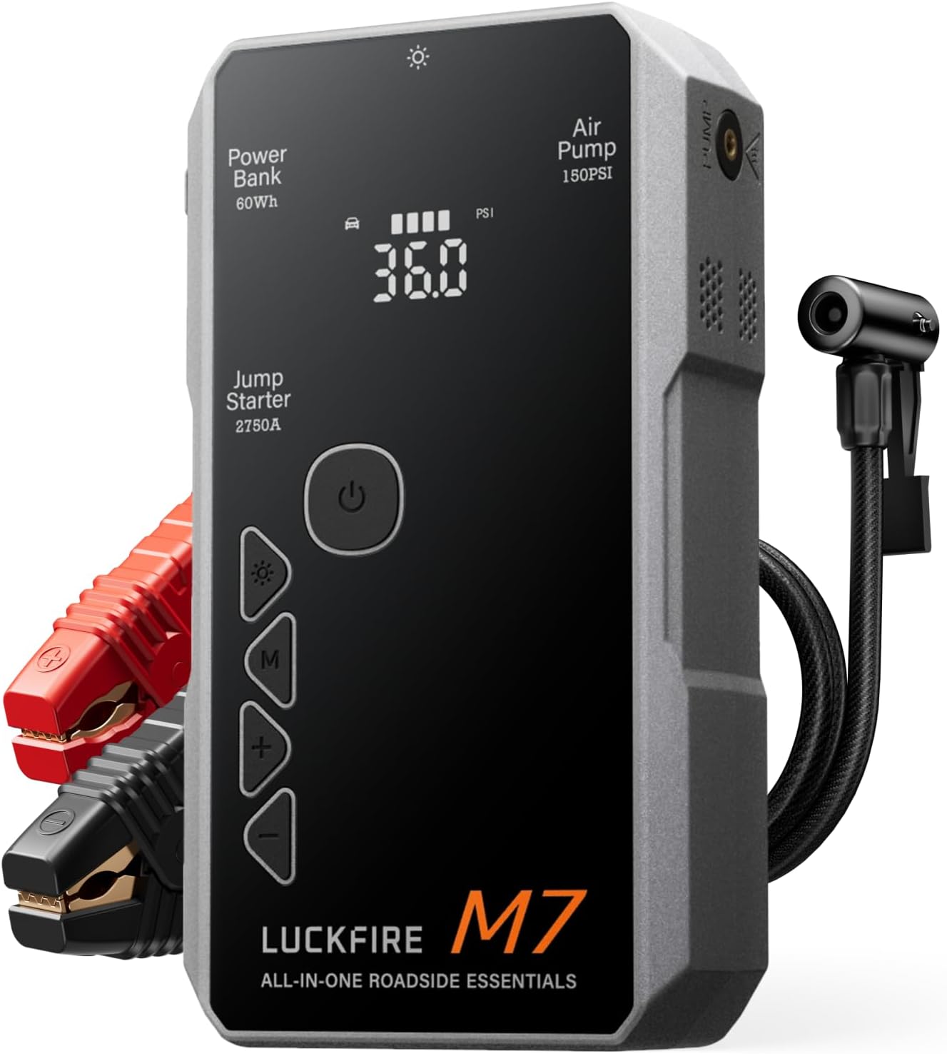 M7 SmartIgnition Jump Starter with Air Compressor, TÜV Certified 12V Car Battery Booster Pack, Portable Tire