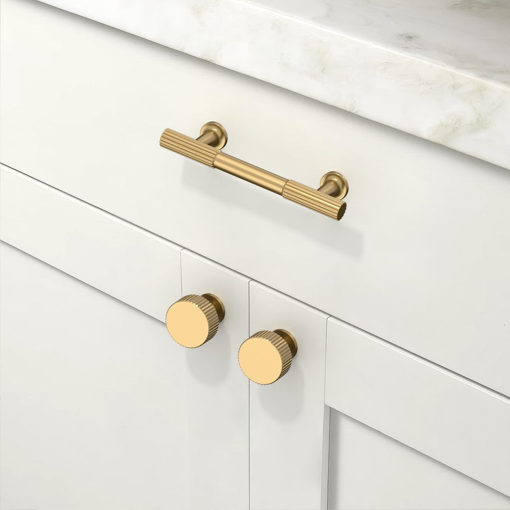 10 Pack Brushed Brass Cabinet Pulls 3 Inch(76mm) Kitchen Cabinet Handles Cabinet Hardware for Drawer Pulls