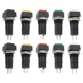 10pcs 12mm On Off Momentary Square Push Button Switch SPST Momentary Push Button Switch 250V/3A for Auto Electronics, Black White Yellow Green Red