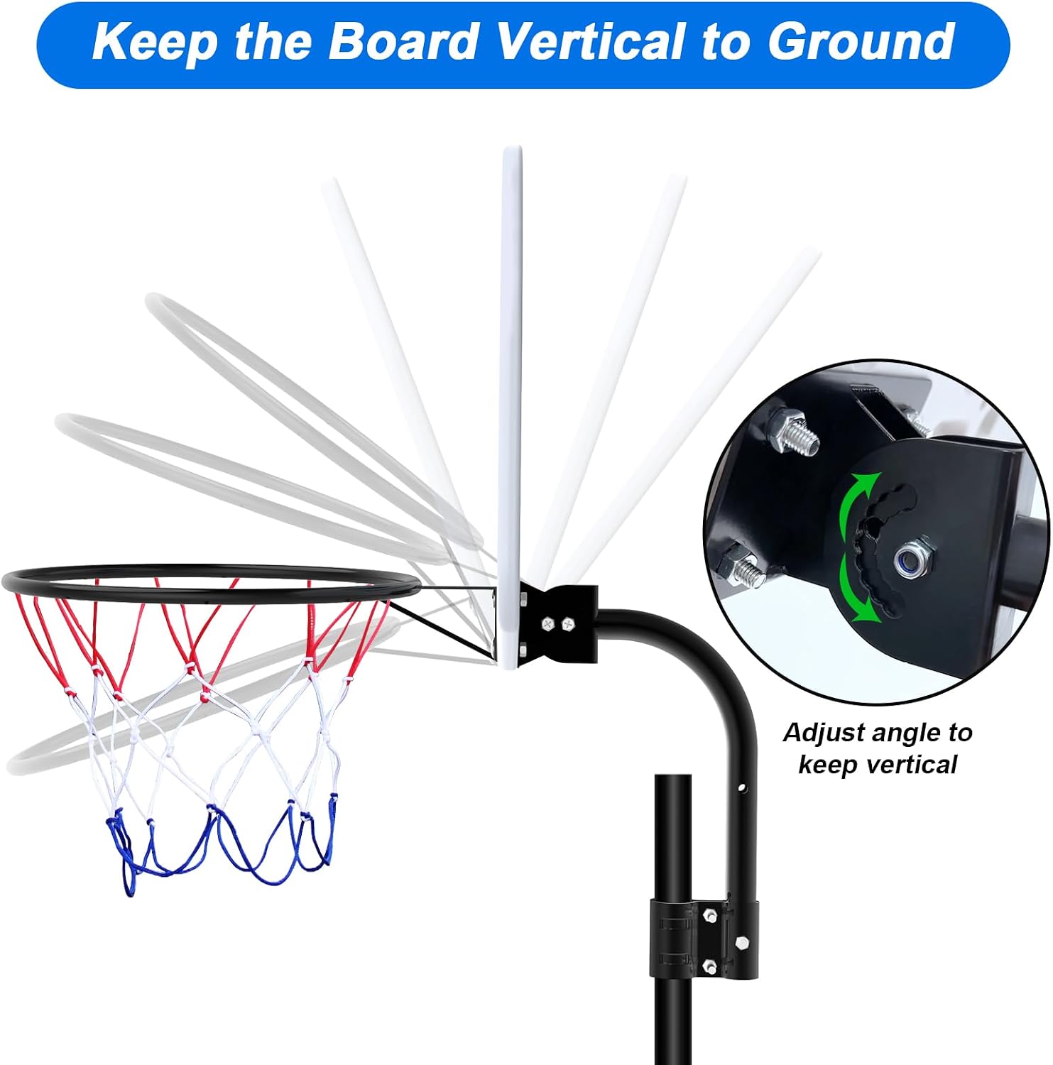 Solar Power Trampoline Basketball Hoop with Led Lights, Easy to Install Basketball Hoop Fit for 25mm Straight Pole &
