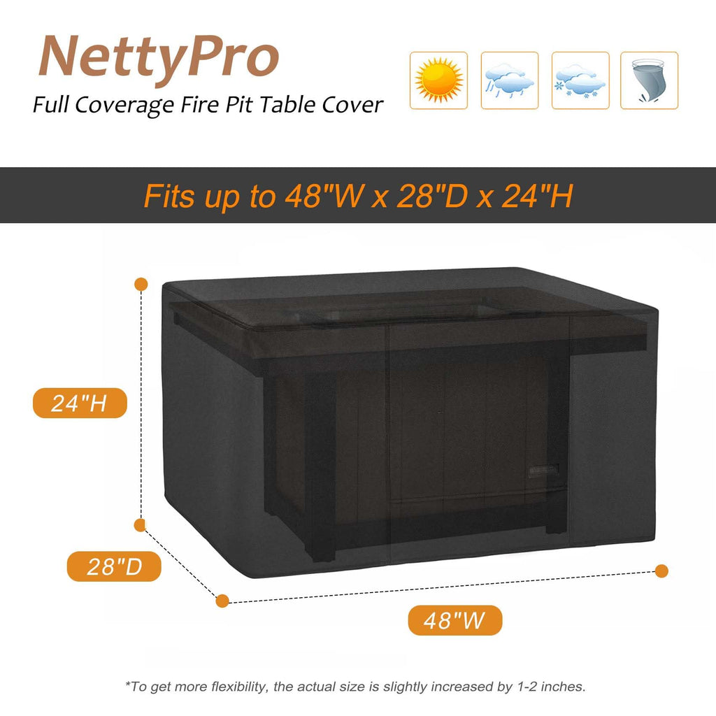 Fire Pit Table Cover Rectangular Waterproof, 48x28 inch