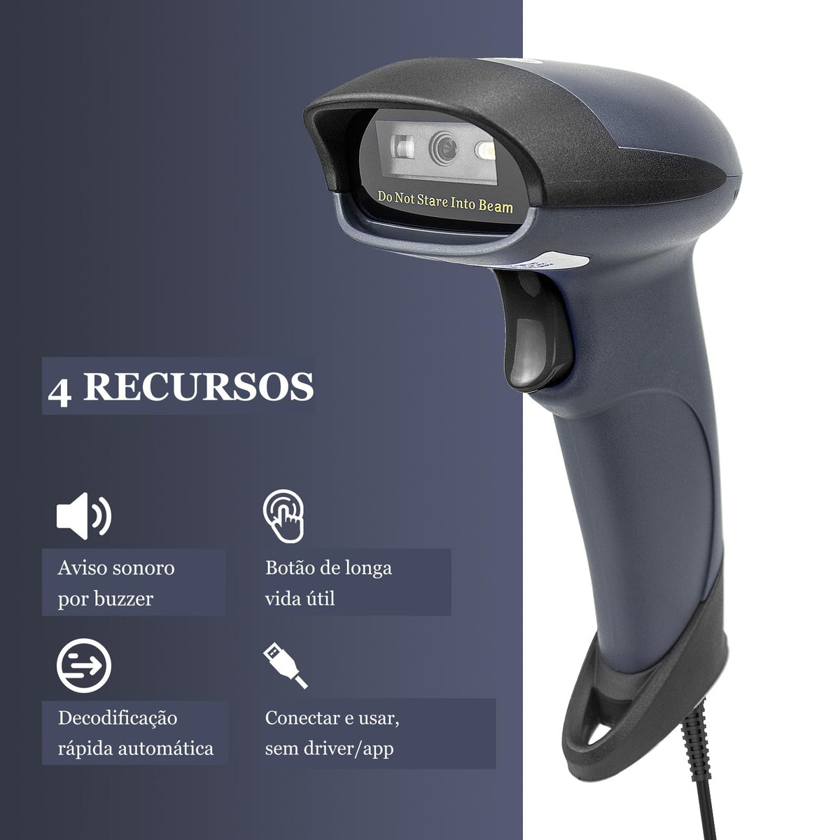 USB Barcode Scanner with Stand, Wired 1D CCD Scanner for POS - M3S