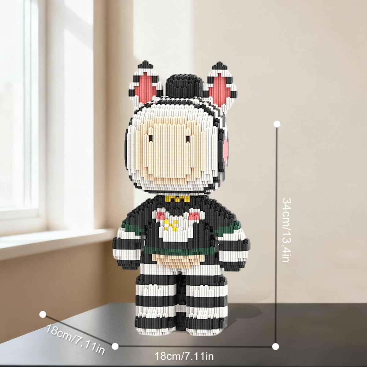 Zebra Micro Building Blocks Set (3700 Pieces), Bear Brick Set Creative Home & Office Decor, Gift for Adults and Kids