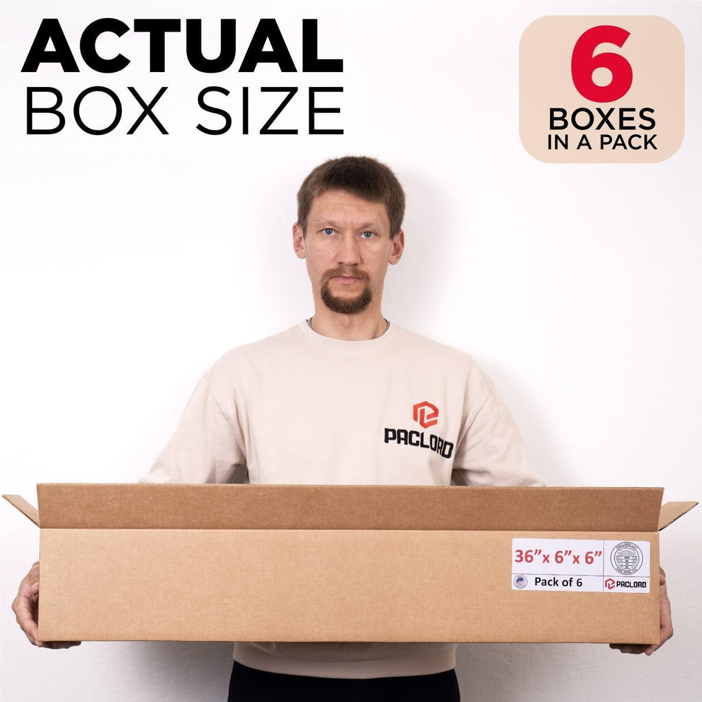 Long Cardboard Boxes 36"L x 6"W x 6"H, Pack of 6