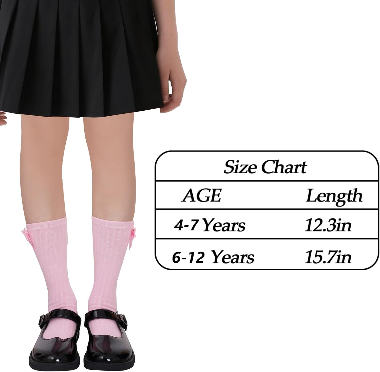 3 Packs Girls Bow Knee High Socks 4 to 12 Year School Uniform Dress Socks