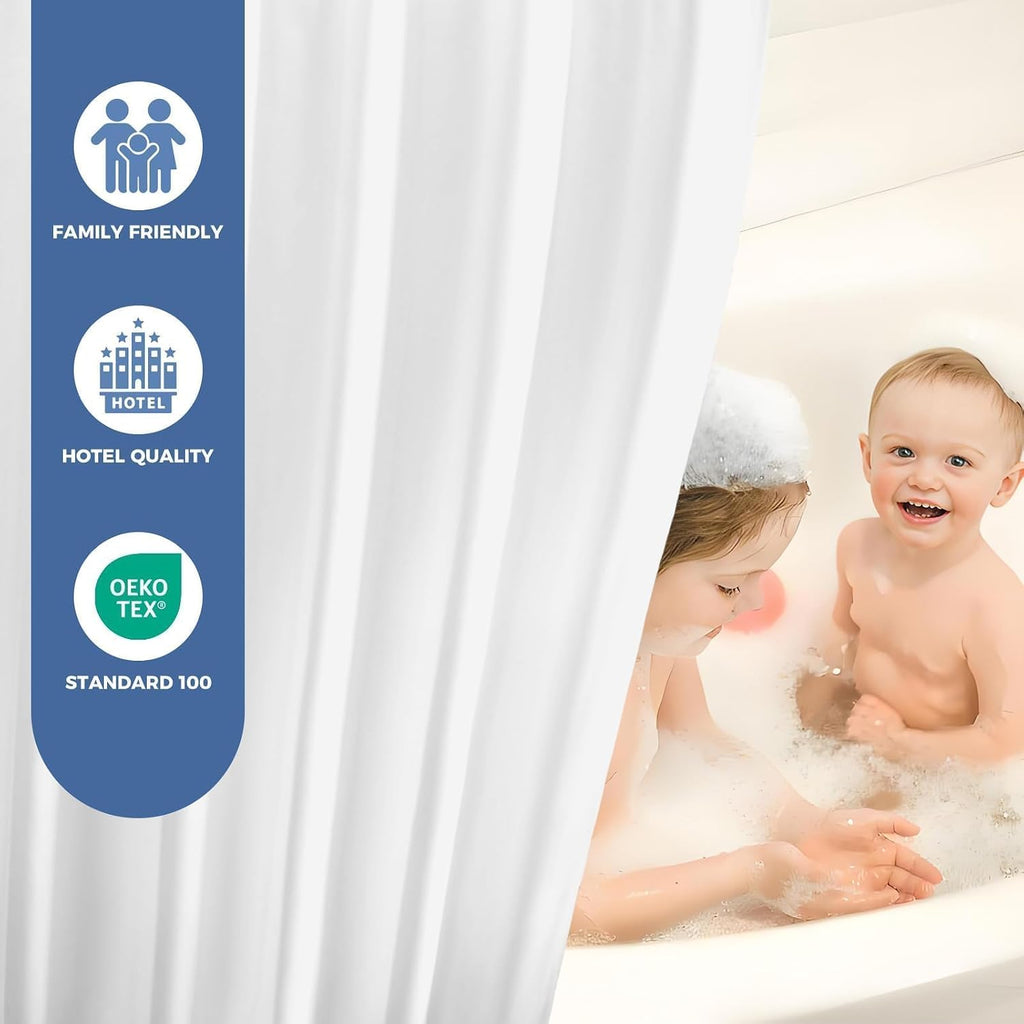 Waterproof Fabric Shower Curtain Liner, Soft Cloth Shower Liner with 3 Magnets, Machine Washable & Hotel Quality