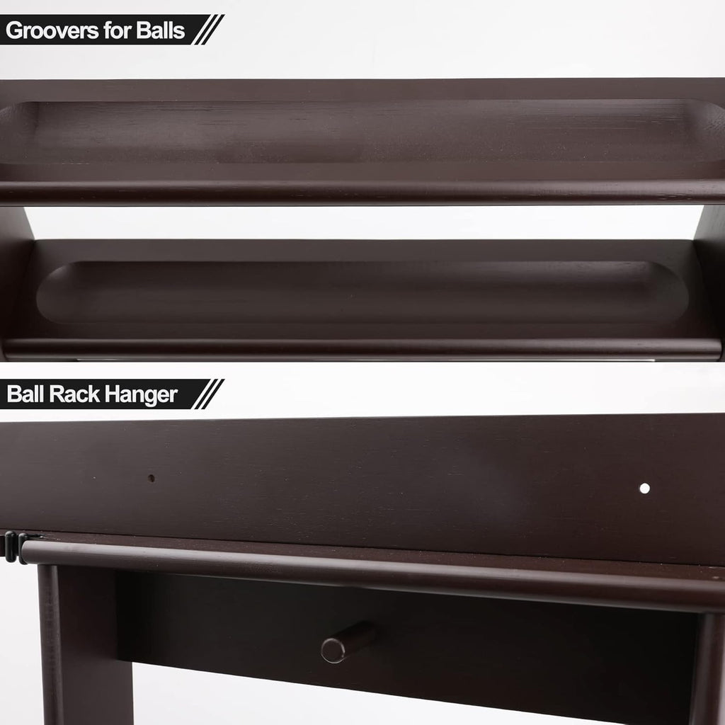 Pool Cue Rack Wall Mount,Cue Stick Holder,Wall Pool Stick Holder,Dark Brown | Holds 8 Cues and Full Set of Balls