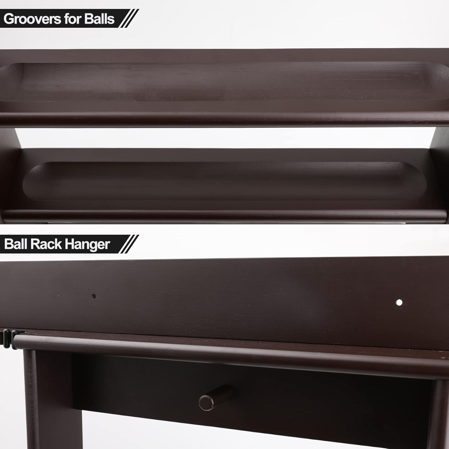 Pool Cue Rack Wall Mount,Cue Stick Holder,Wall Pool Stick Holder,Dark Brown | Holds 8 Cues and Full Set of Balls