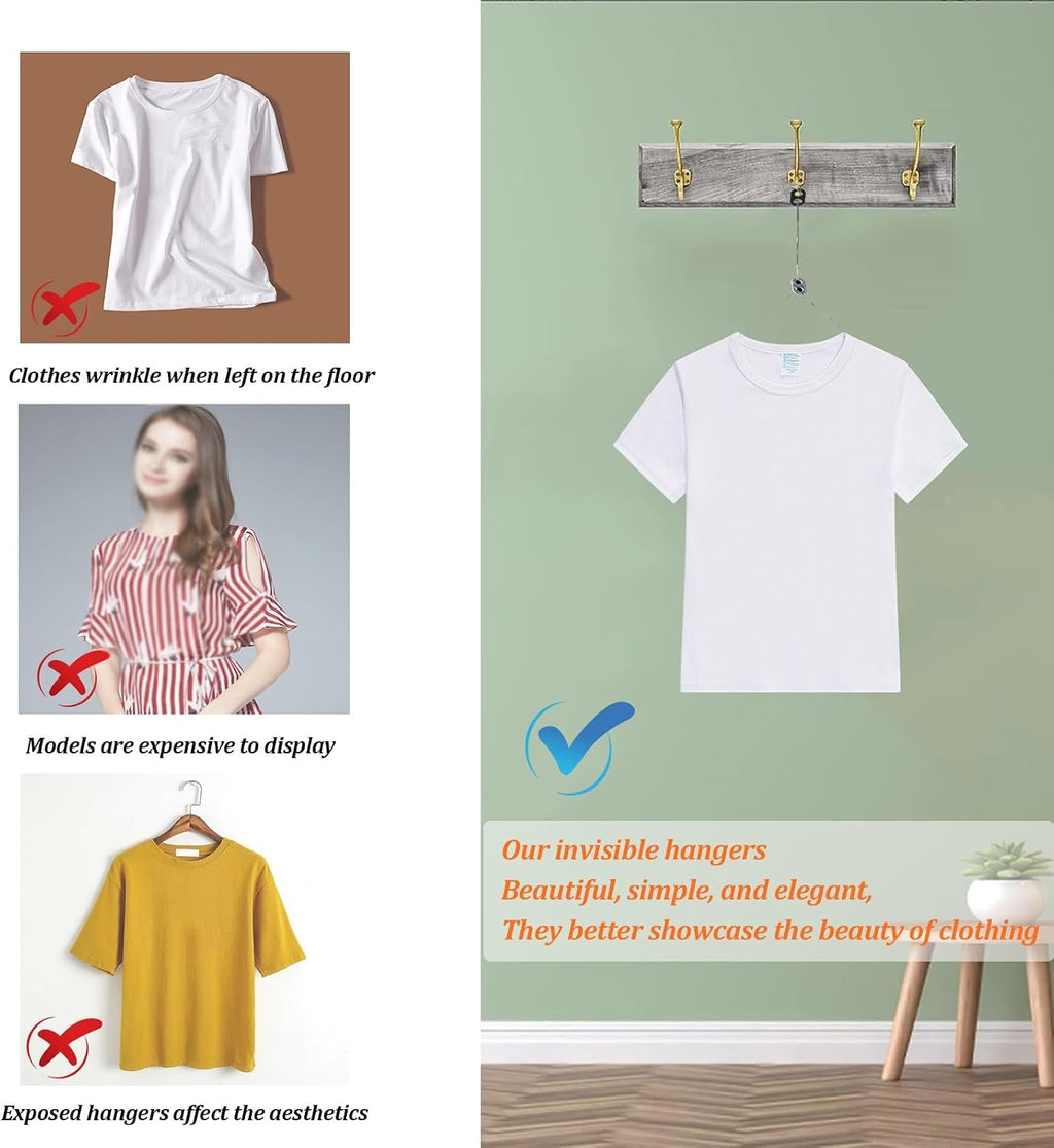 Adjustable Mannequin Form Invisible Hanger, Acrylic Hang Clothes Holder, Clothing Photography Wall Mount Hanger