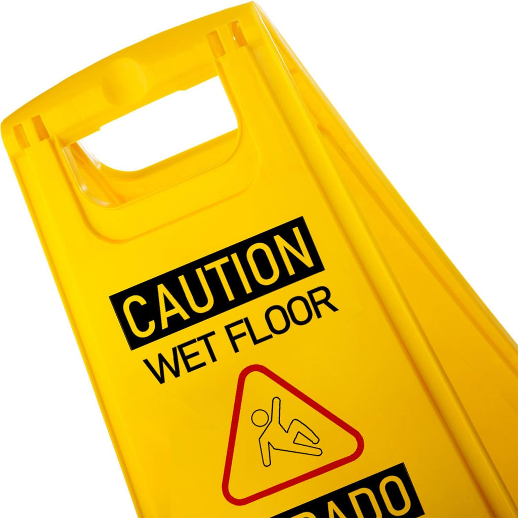 12-Pack A-Frame Double-Sided Bilingual Caution Wet Floor Signs | Durable Foldable Yellow Caution Signs for Kitchen