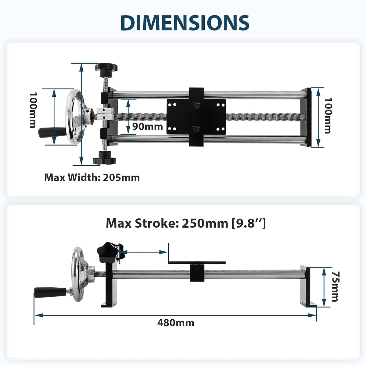 Manual Force Gauge Test Stand Hand Wheel Operated 9.8’’ Stroke