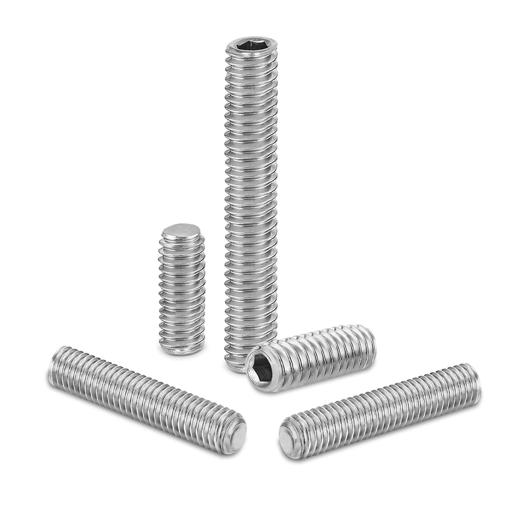 M3 x 10mm Internal Hex Socket Set Grub Screws 304 Stainless Steel Flat Point Set Screw, 100 PCS