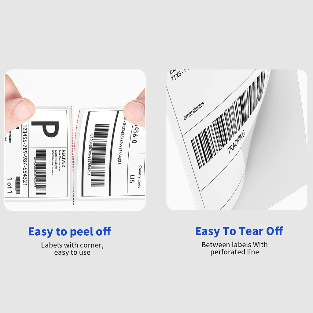 4" x 6" Fanfold Direct Thermal Labels, 1000 Per Stack, White Perforated Shipping Labels Compatible with Zebra, Elton