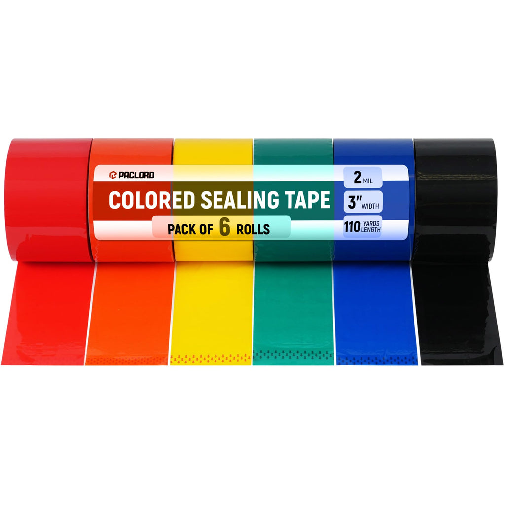 3" x 110 Yards Multi-Color Packing Tape, 6 Colors Pack
