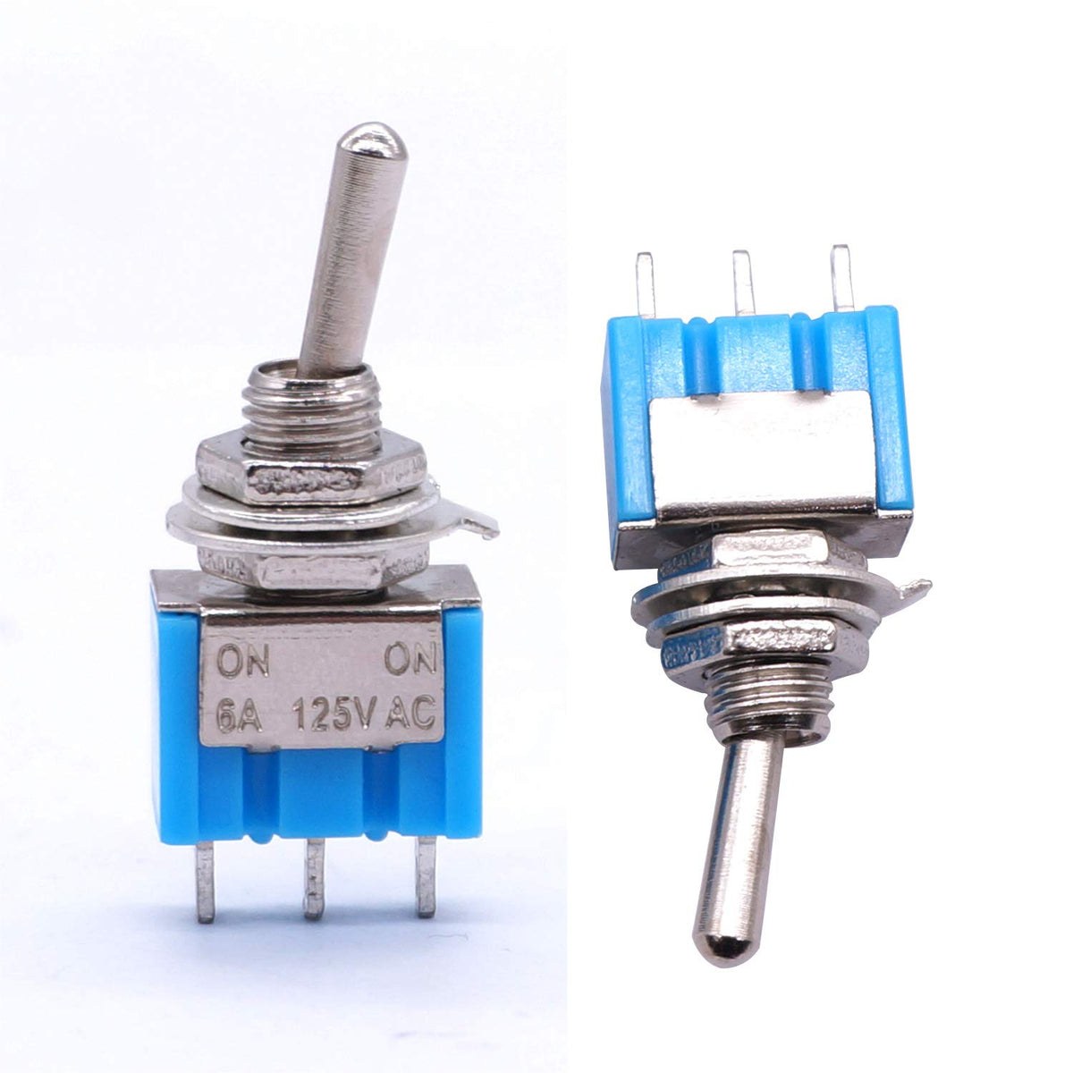 Taiss 10pcs SPDT Mini Toggle Switch 3-Pin 2 Position ON/ON Miniature Toggle Switches 6A 125V AC MTS-102