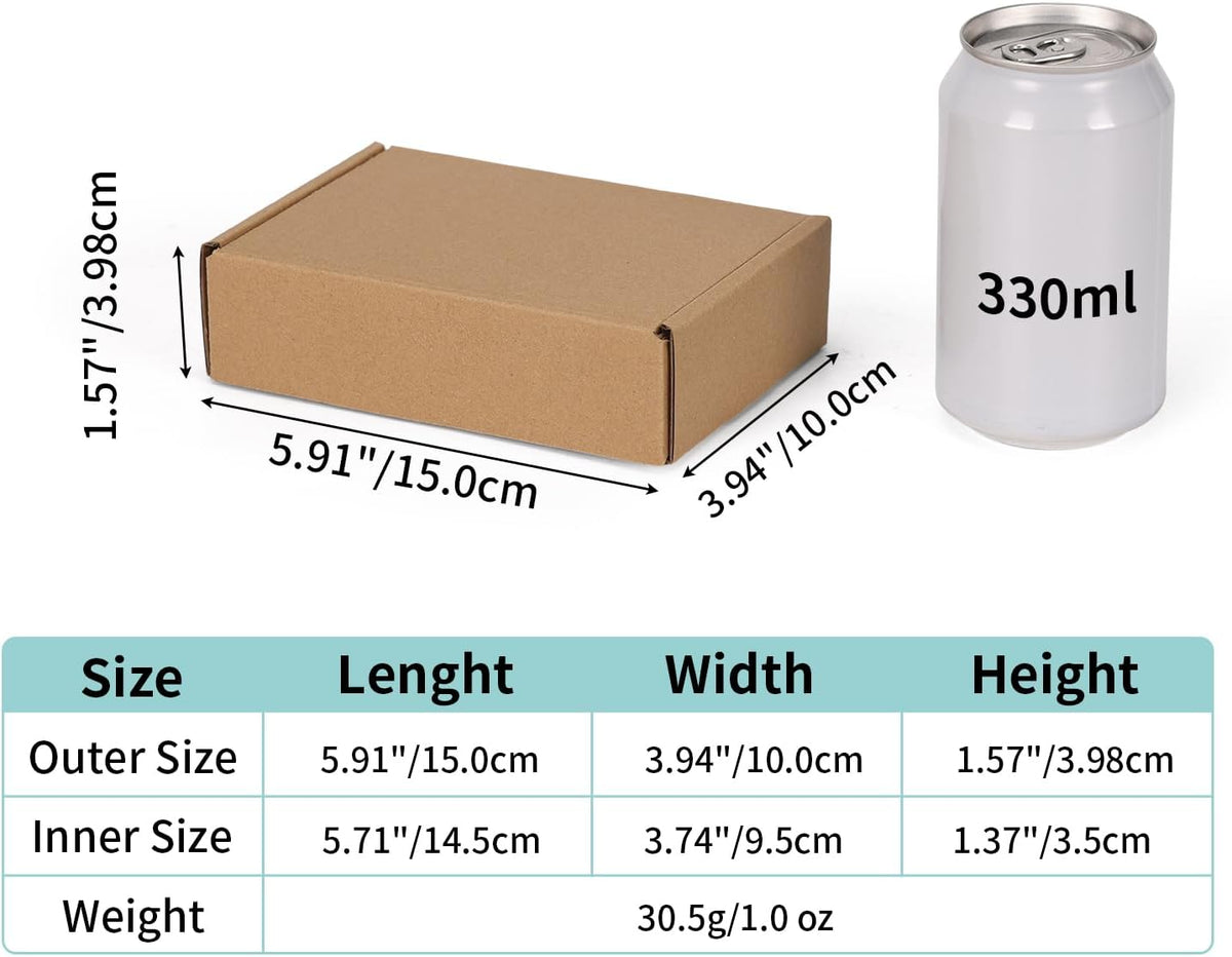 6x4x1.5 Small Shipping Boxes, 100 Pack Brown Kraft Folding Mailer Boxes, 3-Ply Corrugated Cardboard Mini Box Mailers