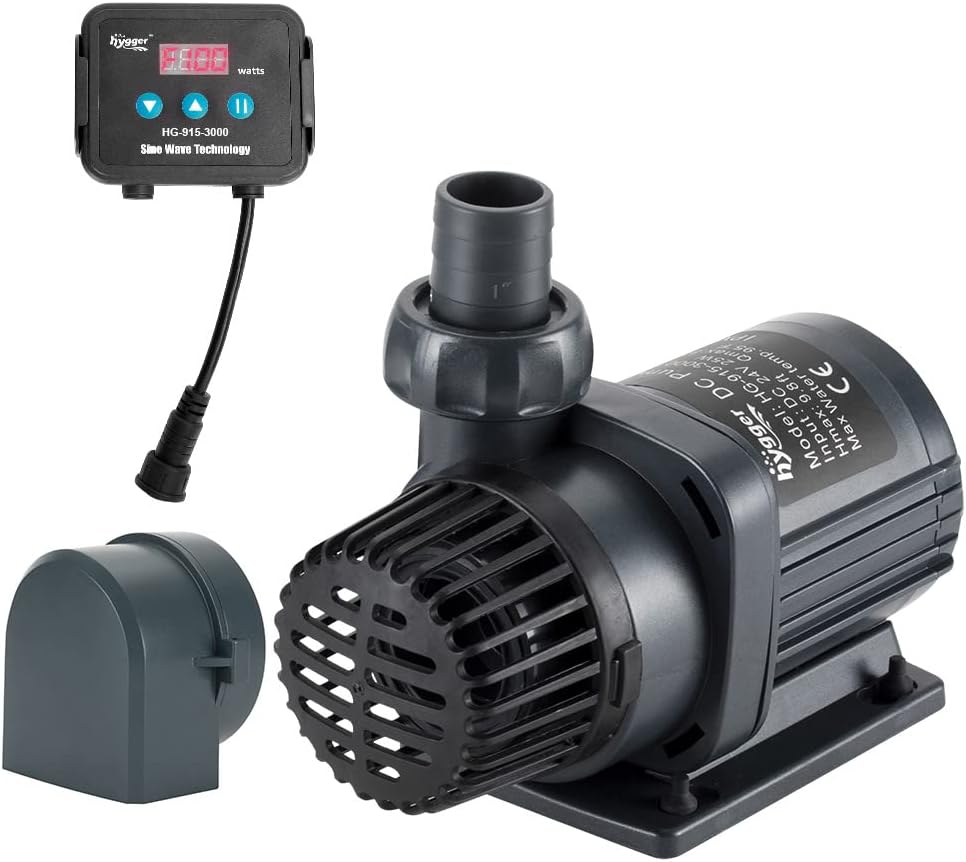 24V DC Water Pump Inline/Submersible Saltwater Aquarium Pump with LCD Display Controller 1350 GPH Return Pump for