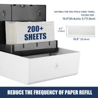 200-Sheet Multifold Paper Towel Dispenser,No-Drill Wall Mount,White