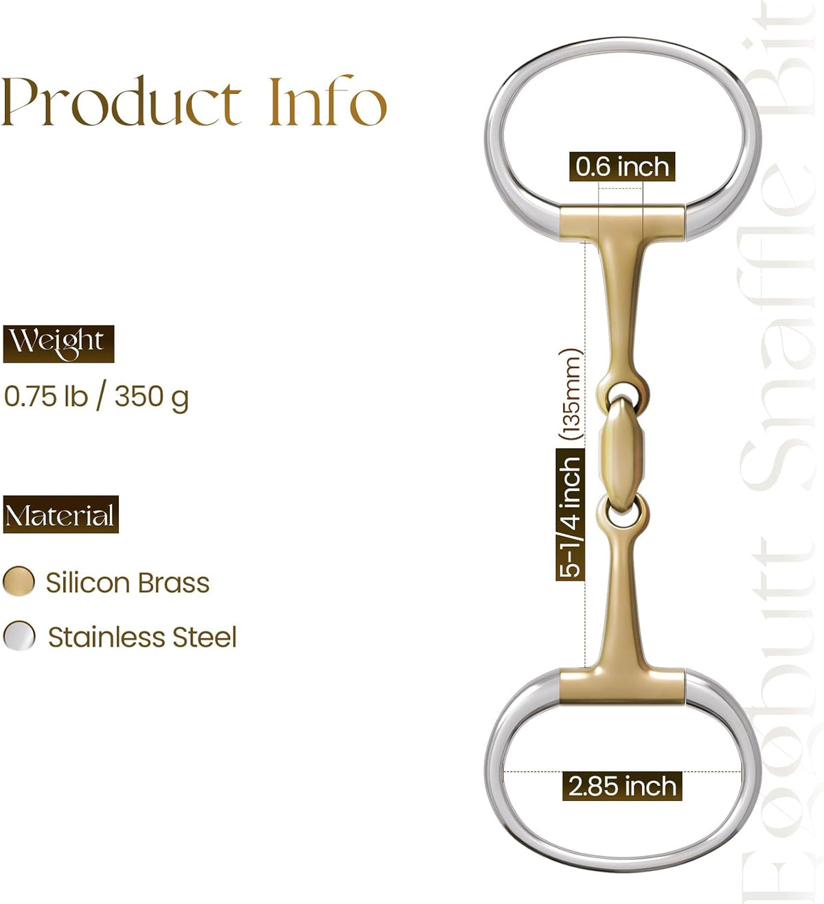 Horse Bit, Stainless Steel Equestrian Bit 5inch & 5-1/4inch