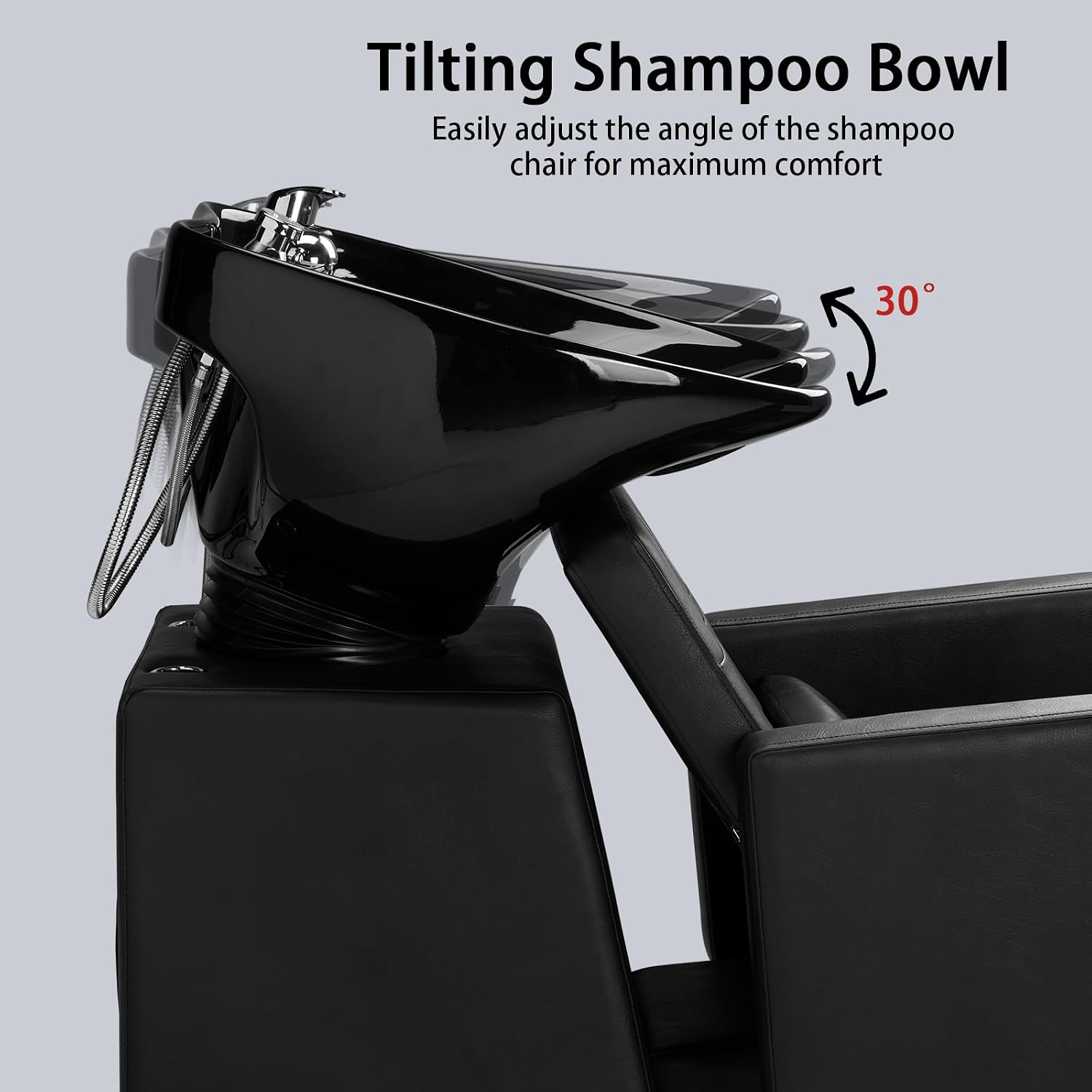 Salon Shampoo Backwash Chair Unit for Hairdressing | Large Ceramic Bowl, Adjustable Shampoo Bowl Sink, Barbershop
