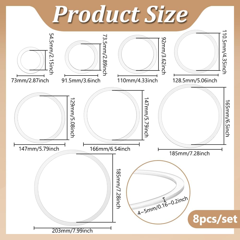 Router Template for Woodworking, 8 Circle Router Jig Templates 2.8~8 inch Clear Acrylic Inlay Templates Craft
