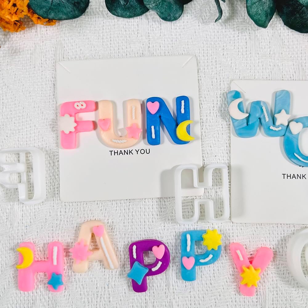 Alphabet Polymer Clay Cutters: 26 Pcs, Letter Designs for Polymer Clay Jewelry,Letter Clay Molds for DIY Custom Clay