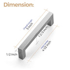 Brushed Nickel Square Cabinet Handles & Pulls 4-1/2 Inch 32 Pack
