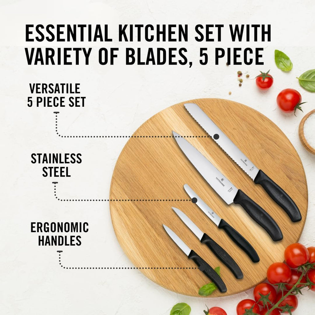 Swiss Classic Kitchen Set, 5 Pieces - Utility & Bread Knives