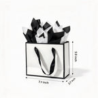Small White & Black Gift Bags with Handles and Tissue Paper, 4 Pack