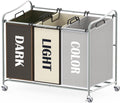 Heavy Duty 3-Bag Laundry Sorter Rolling Cart, Assorted | Removable Bags and Lockable Wheels for Laundry Room