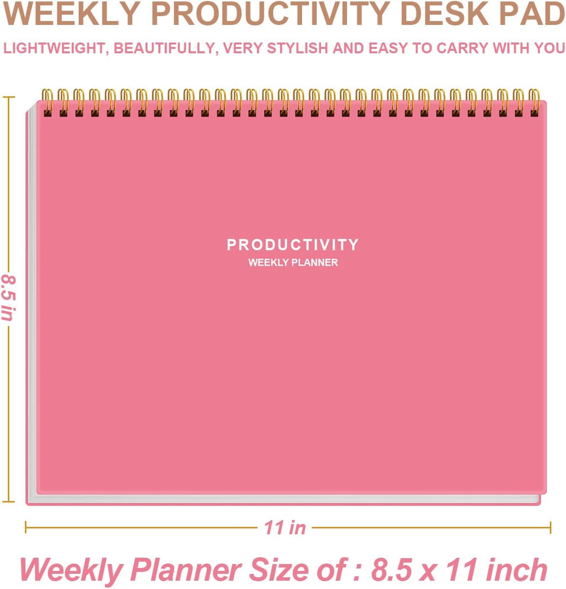 Weekly Productivity Planner - 8.5" x 11" Dashboard Desk Notepad Has 6 Focus Areas to List Tasks for Goals, Projects