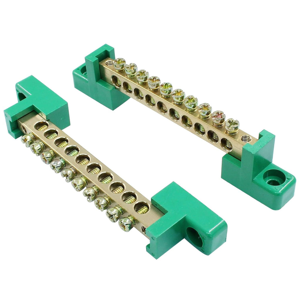 Bonsicoky 2 Pack Brass Terminal Bus Bar 10 Positions