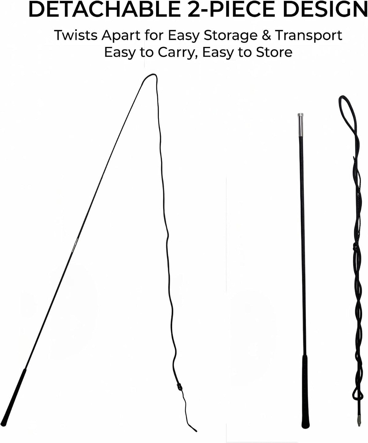 Dressage Whips for Horses, 12.2 ft Two-Piece Horse Lunge Whip with Silicone Grip, Detachable Dressage Whip for