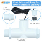 SS1 Condensate Overflow Switch, SS1 Float Switch with 3/4 Inch Adaptor and 6FT Wire, HVAC Overflow Shut Off Float Switch for HVAC System, Detect Condensate Overflow
