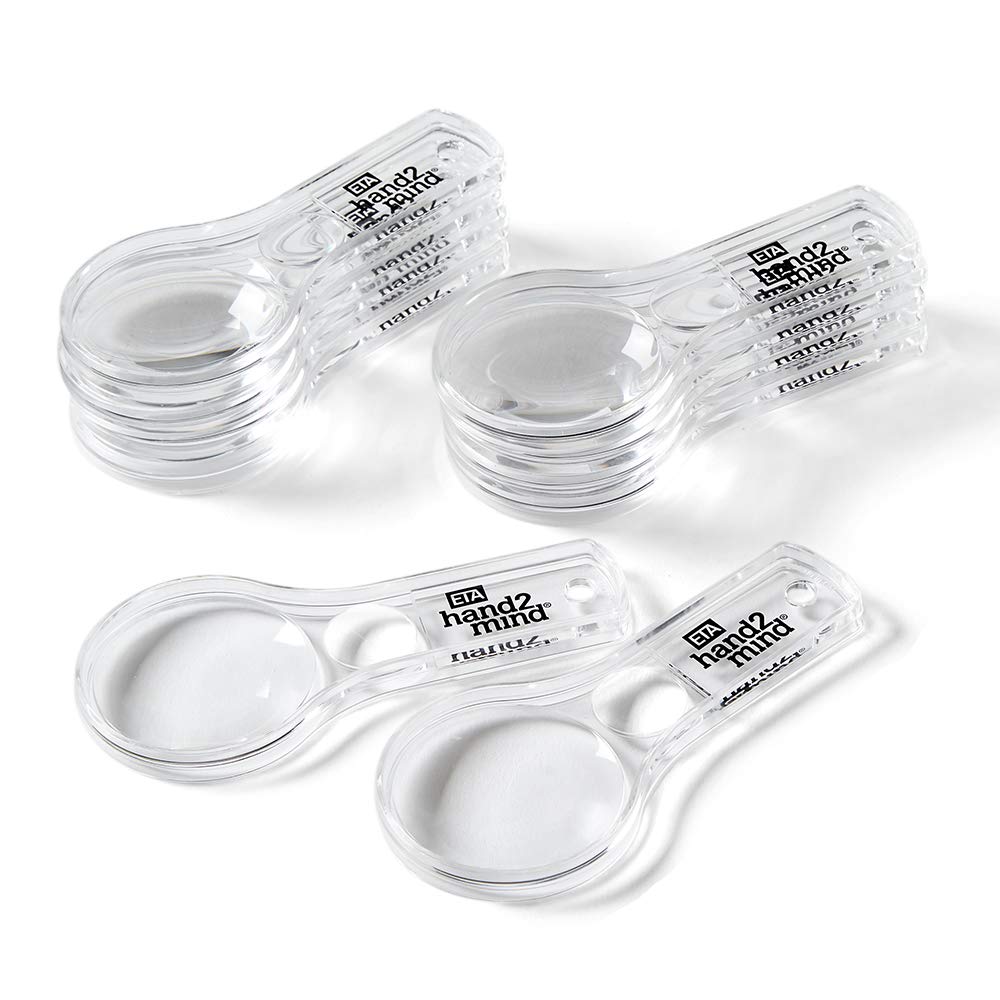 Mini Plastic Handheld Magnifying Glasses, 3X and 6X, Without Lanyard (Pack of 10)