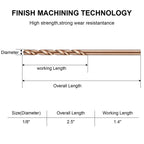 Mudder 30 Pcs 1/8" Drill Bit M35 High Speed Cobalt Drill Bit