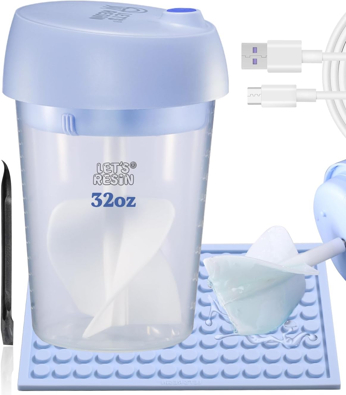Auto Resin Mixer, Rechargeable Epoxy Mixer with Silicone Cup | Hands-Free Mixing Design, Rechargeable Electric