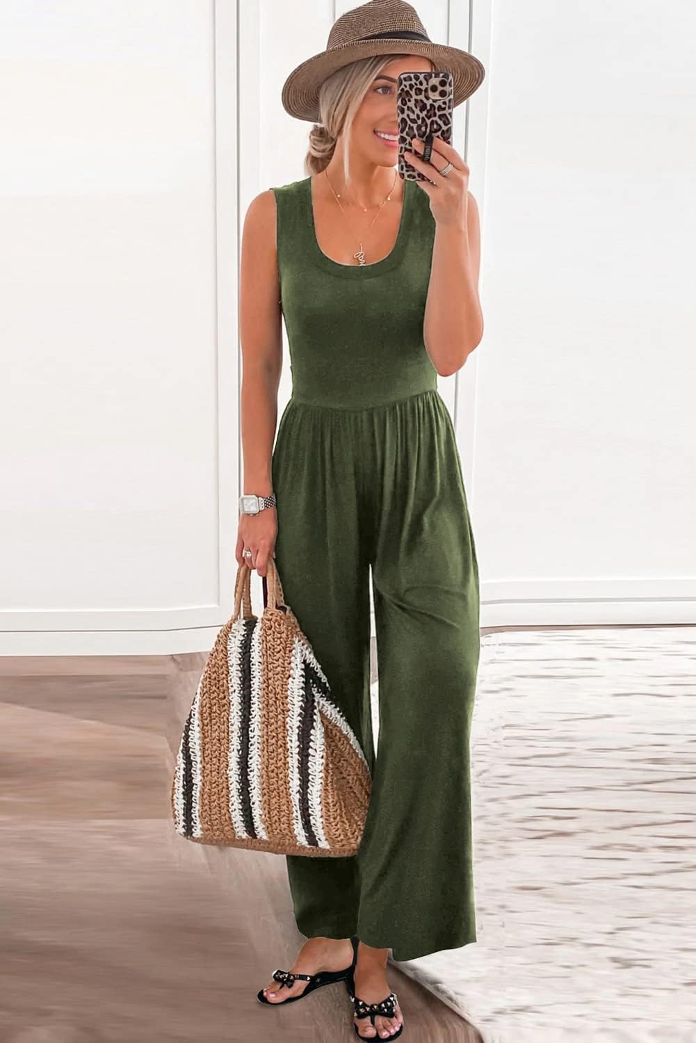 Women's Sleeveless Wide Leg One Piece Jumpsuits