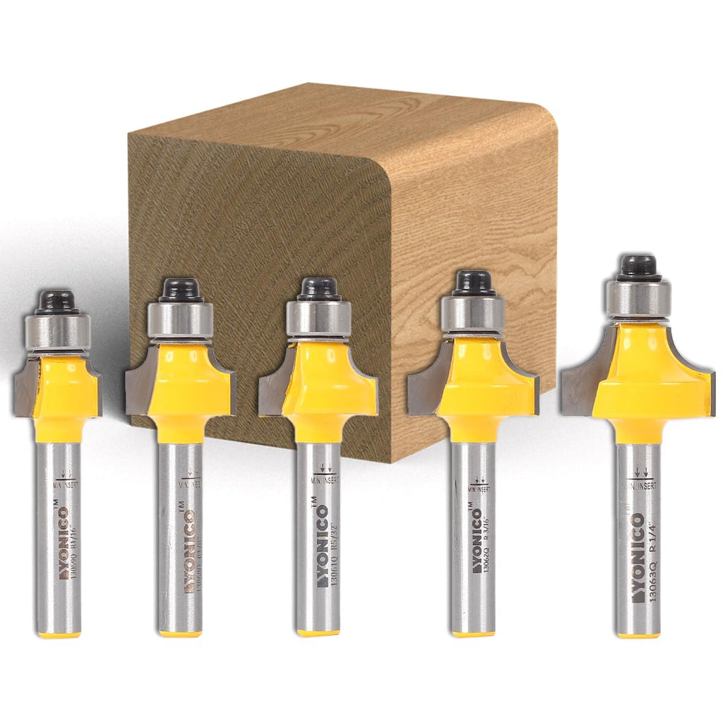 Roundover Router Bits Edge Forming Set 5 Bit Mini 1/4-Inch Shank 13520q