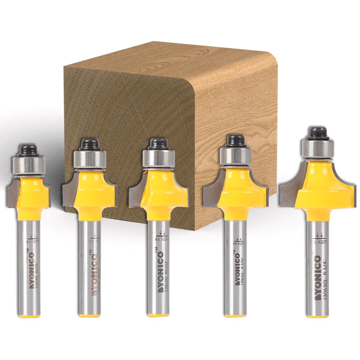 Roundover Router Bits Edge Forming Set 5 Bit Mini 1/4-Inch Shank 13520q