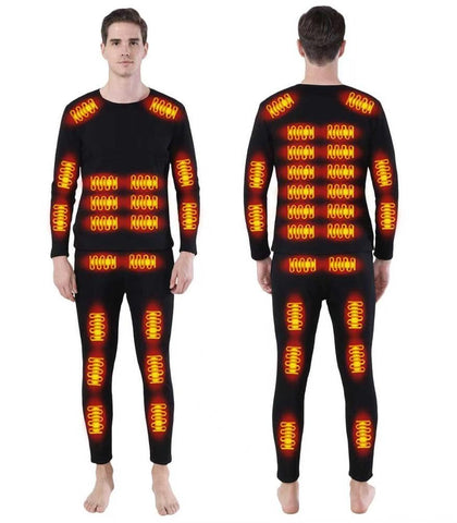 Heated thermals for men USB Charge 42 zone intelligent heated long johns for men,Fleece lining This is heated thermal