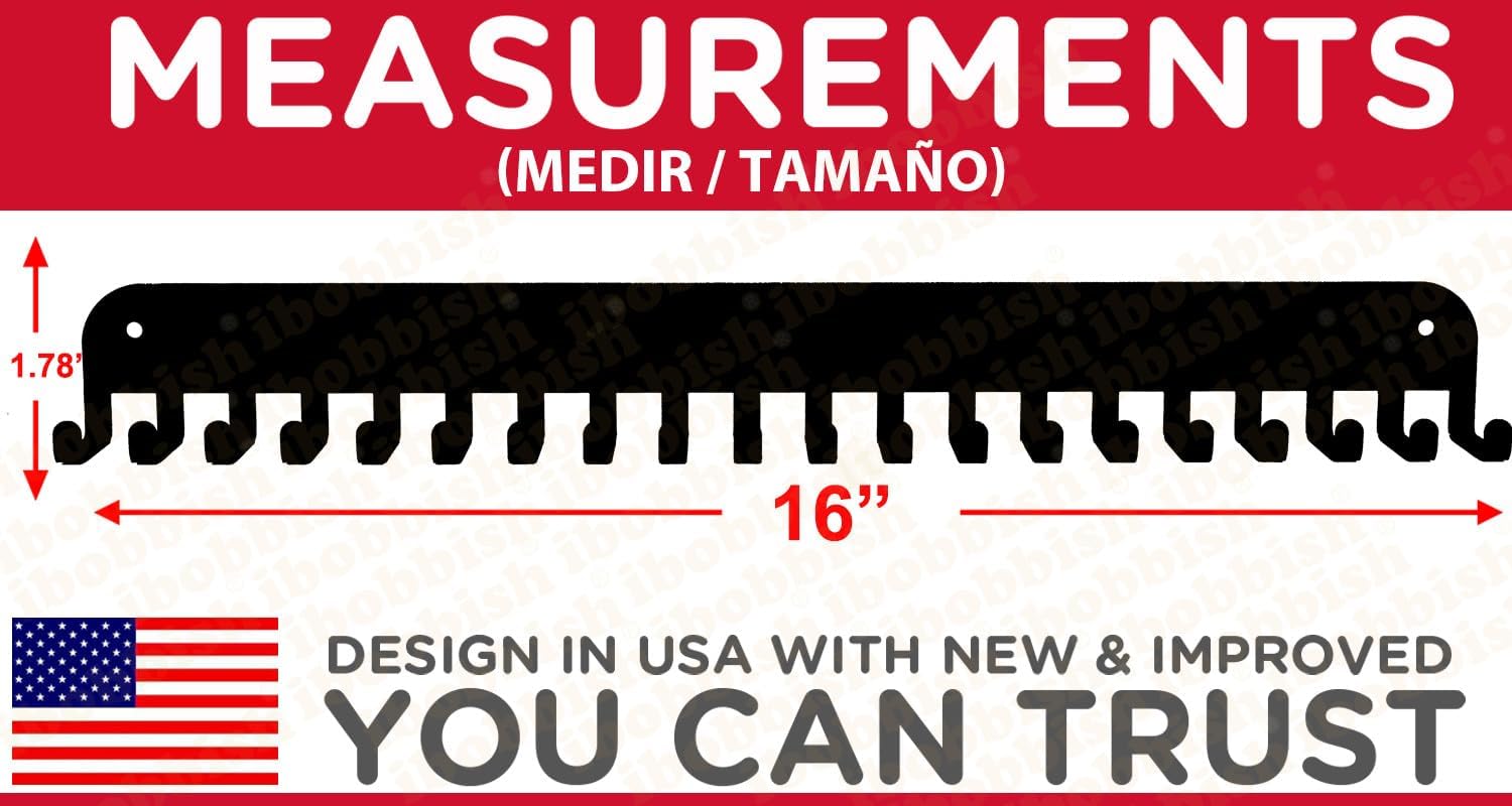 Premium Medal Display Hanger Never Give Up with 20 Hooks,Medal Hanger Display For Wall with 16inchL,race medal