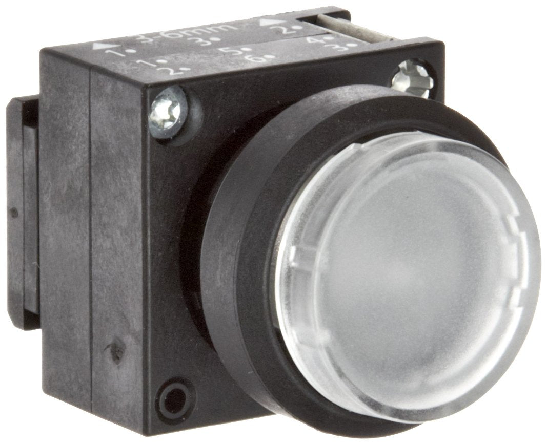 Siemens 3SB30 01-0BA71 Pushbutton and Holder, Raised Button, Momentary Operation, Illuminated, Clear