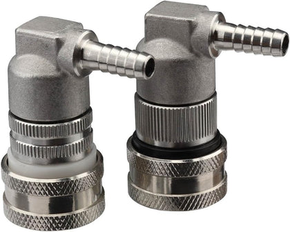 Ball Lock Disconnect, Gas & Liquid Corny Keg Fittings, MFL 1/4’’ Threaded with 5/16’’ Stainless Steel Barbed & Hose