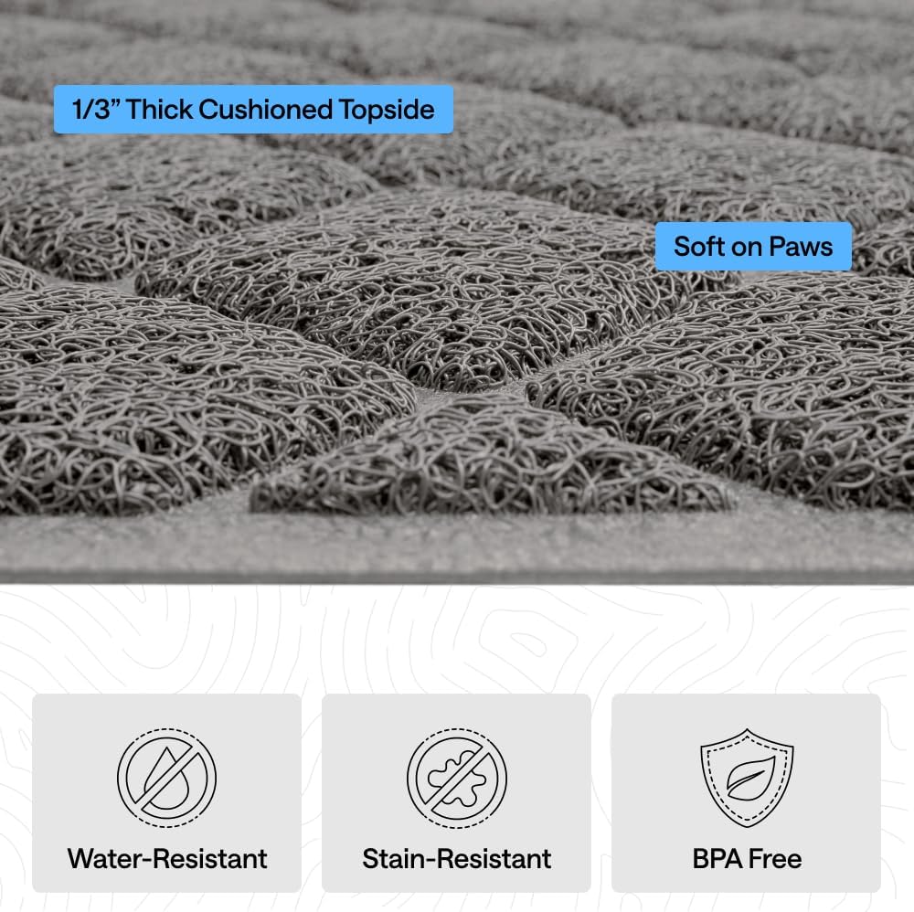 Cat Litter Box Mat, Cushioned Coil Mesh Litter Trapping Mats, Scatter Control Supplies for Less Mess, Phthalate Free