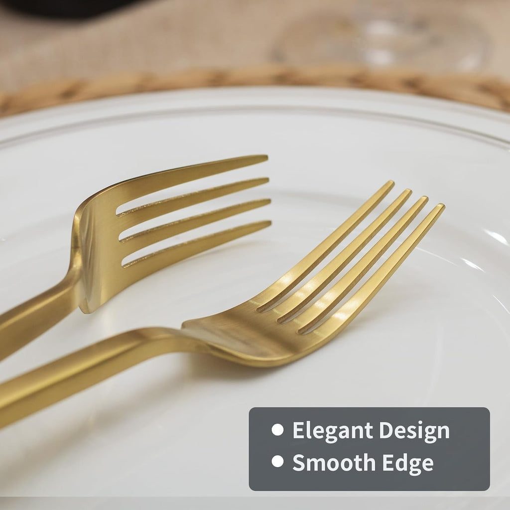 Cube Gold 20-Piece Forged Stainless Steel Matte Flatware Set for 4