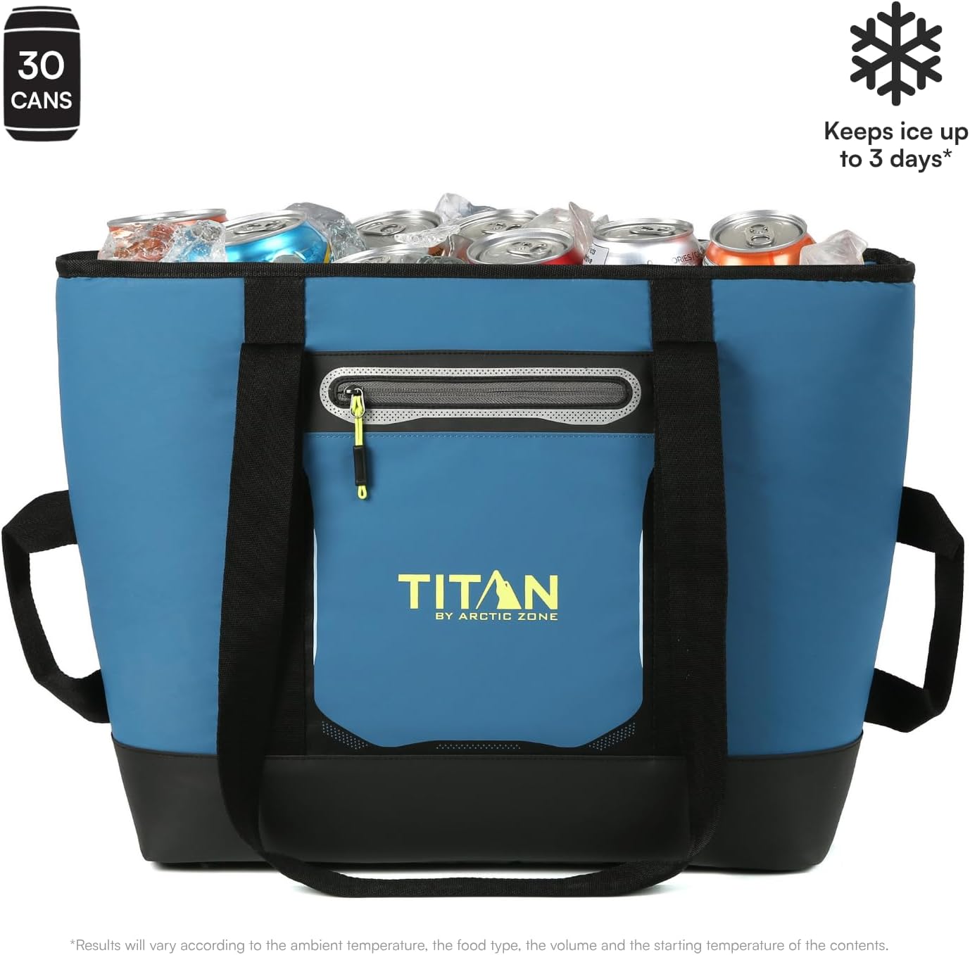 Titan 30 Can Cooler Tote, Keeps Ice Up to 3 Days | Insulated bag, leak proof lining, shoulder straps, water and stain