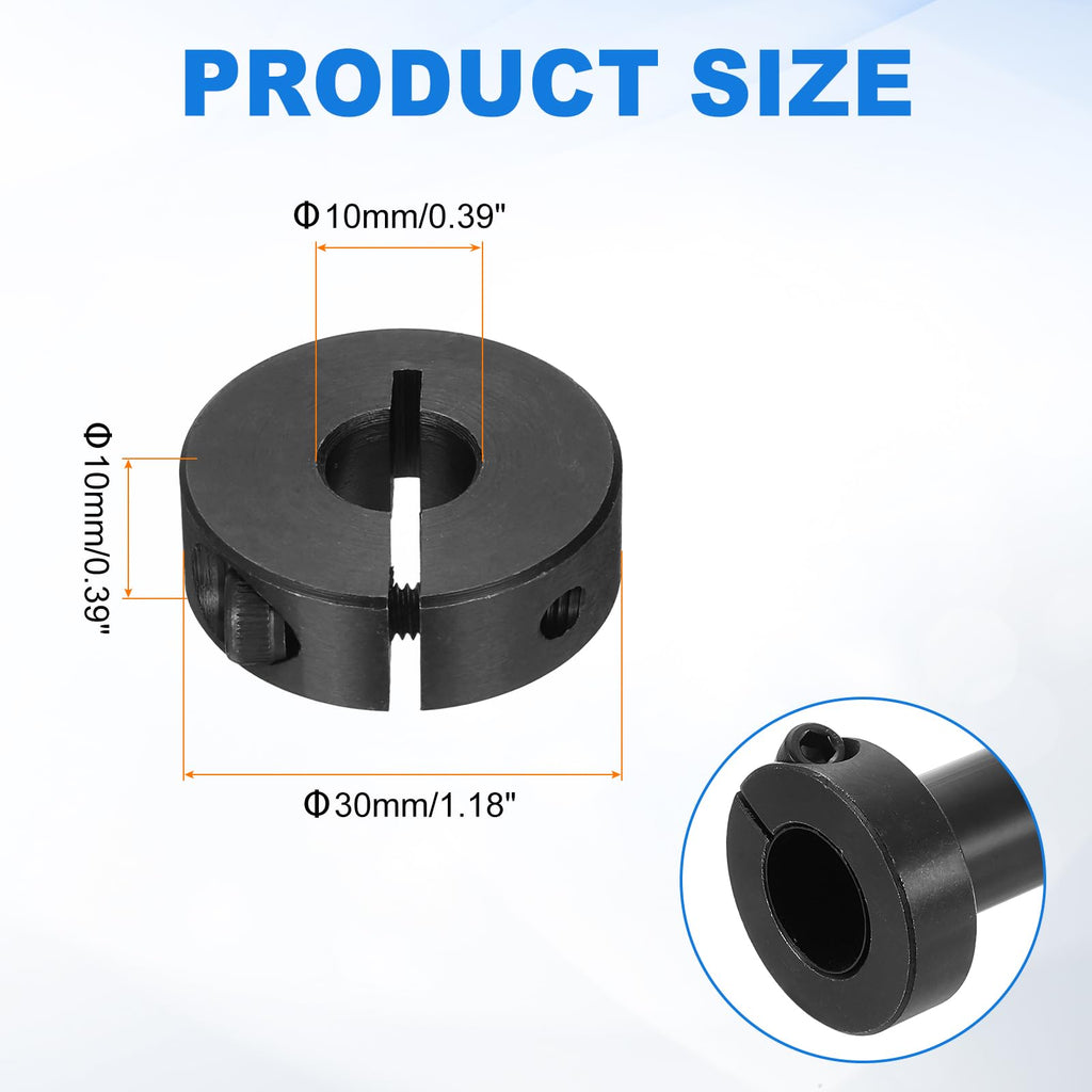 uxcell 2pcs Single Split Shaft Collar 10mm Carbon Steel Black Oxide